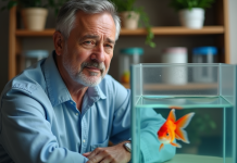 Poisson Rouge: Comprendre ce qui irrite ce poisson nageur Aquariophile observant un poisson rouge dans un aquarium