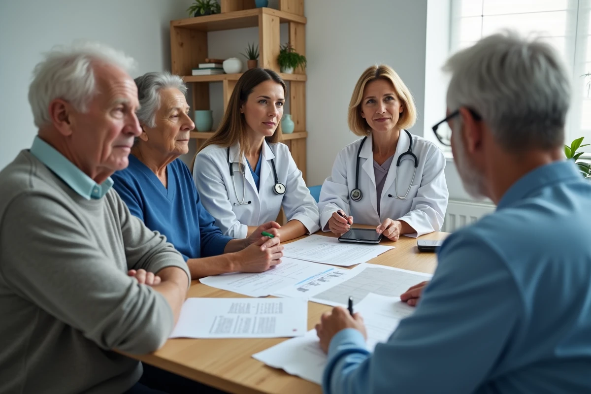 Equipe soignante evaluant un patient lors d