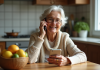 Écouter messages téléphone Doro : astuces et solutions faciles à suivre Femme senior souriante utilisant son téléphone dans la cuisine