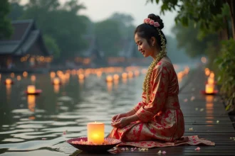 Participants profitant d'un festival traditionnel en Thaïlande