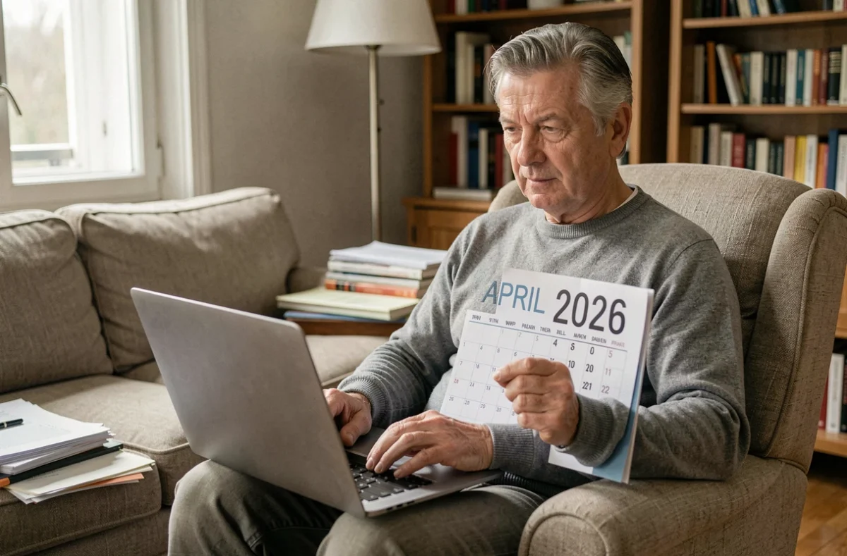Homme retraité consultant un calendrier de paiement de pension sur ordinateur portable