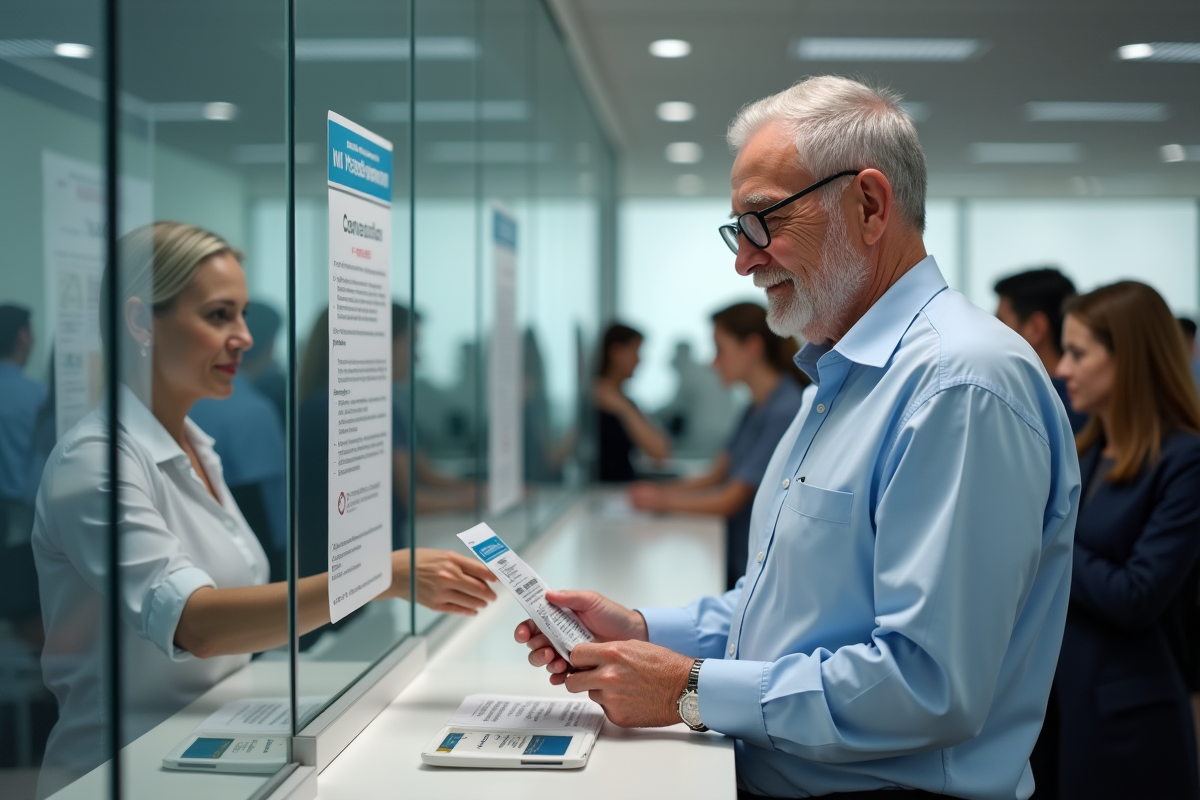 Homme âgé remettant une pièce d