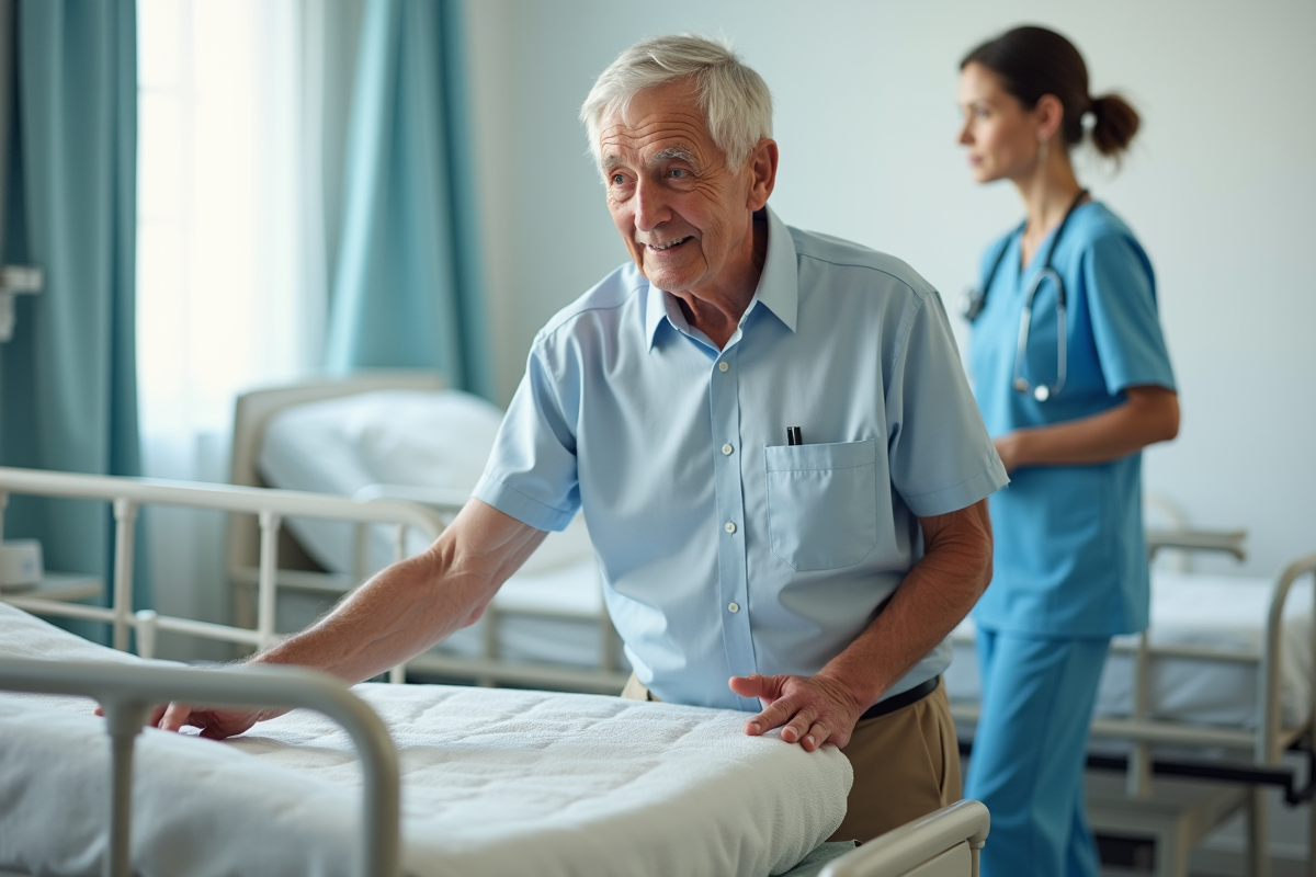 Homme testant la hauteur d