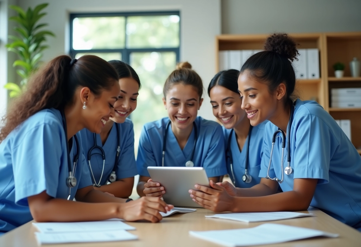 Professionnels de santé discutant autour d